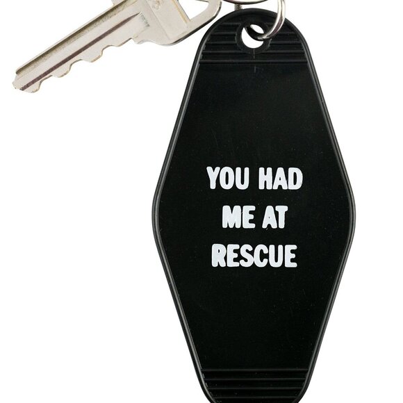 NIB You Had Me At Rescue Keychain Black Standard - Picture 1 of 1